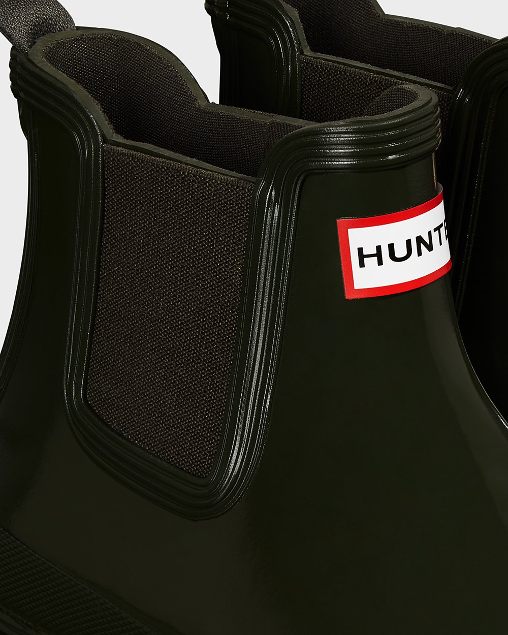 Hunter Original Gloss Chelsea Boots - Outlet Womens Dark Olive - EKLGNY124